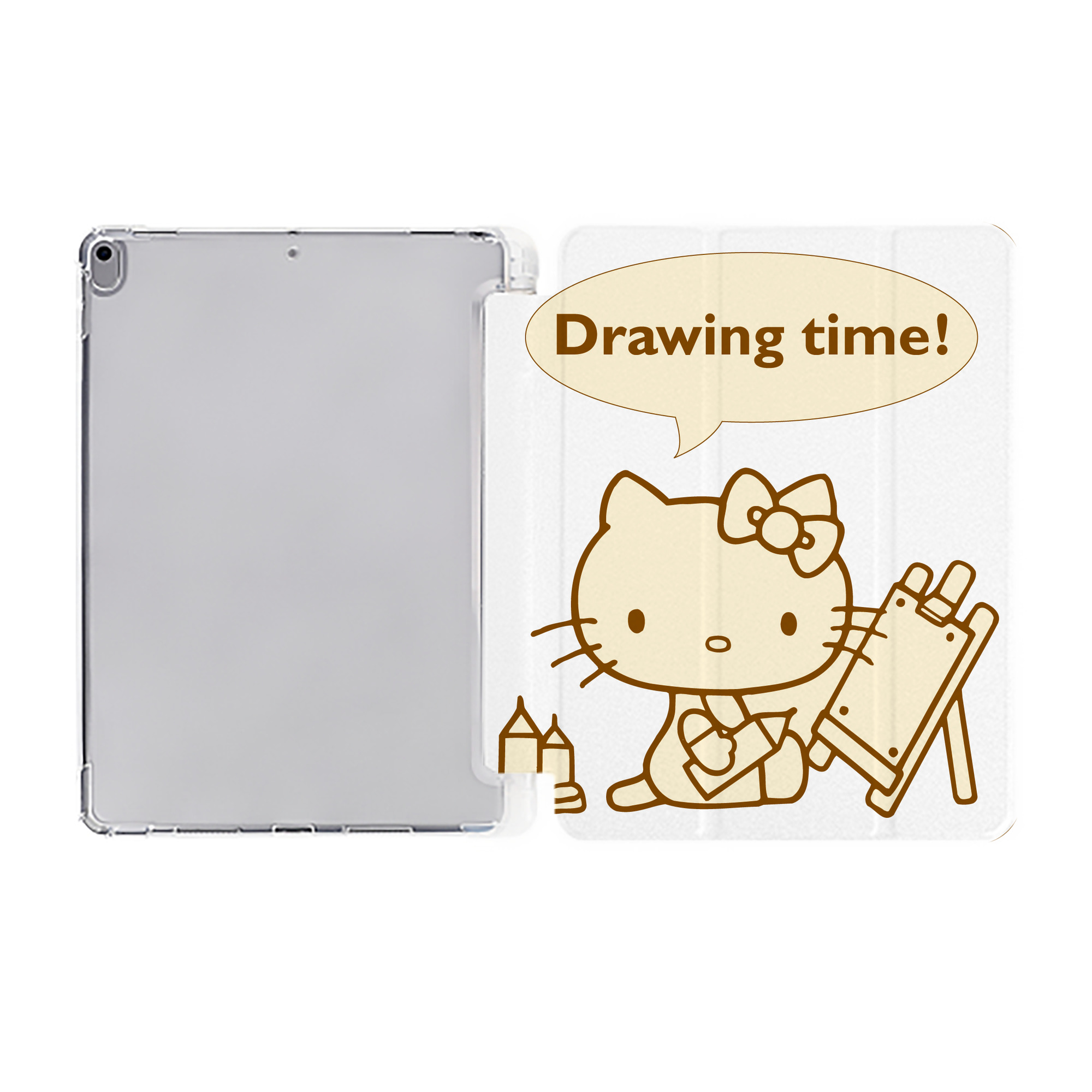 （画像用） Hello Kitty ハローキティ IPad ケース ペン収納付き 三つ折りスタンド PUレザー×シリコン 対応機種9.5/10.5/10.9インチ